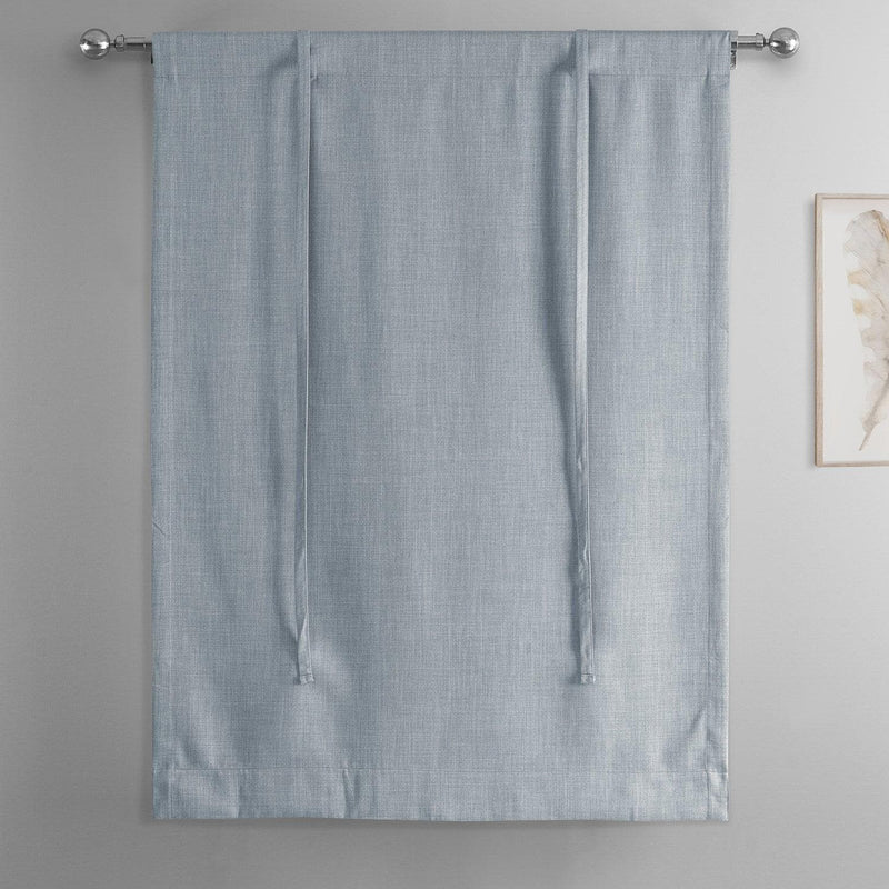 Heather Grey Textured Faux Linen Tie-Up Window Shade - HalfPriceDrapes.com