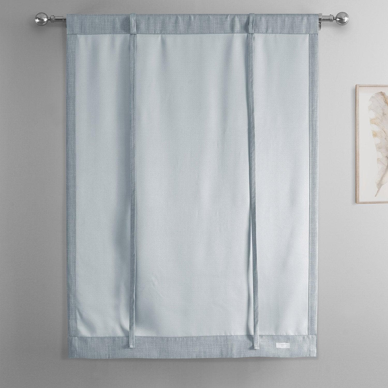 Heather Grey Textured Faux Linen Tie-Up Window Shade - HalfPriceDrapes.com