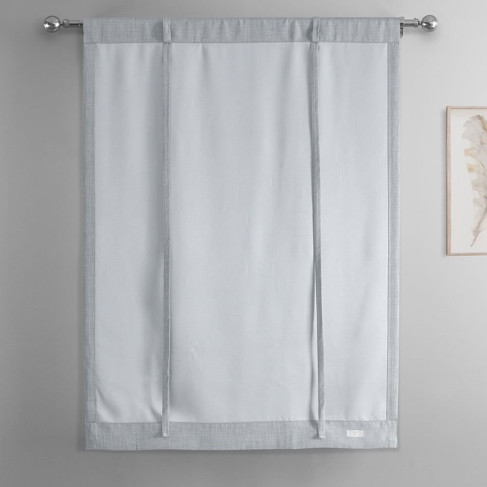 Heather Grey Textured Faux Linen Room Darkening Tie-Up Window Shade