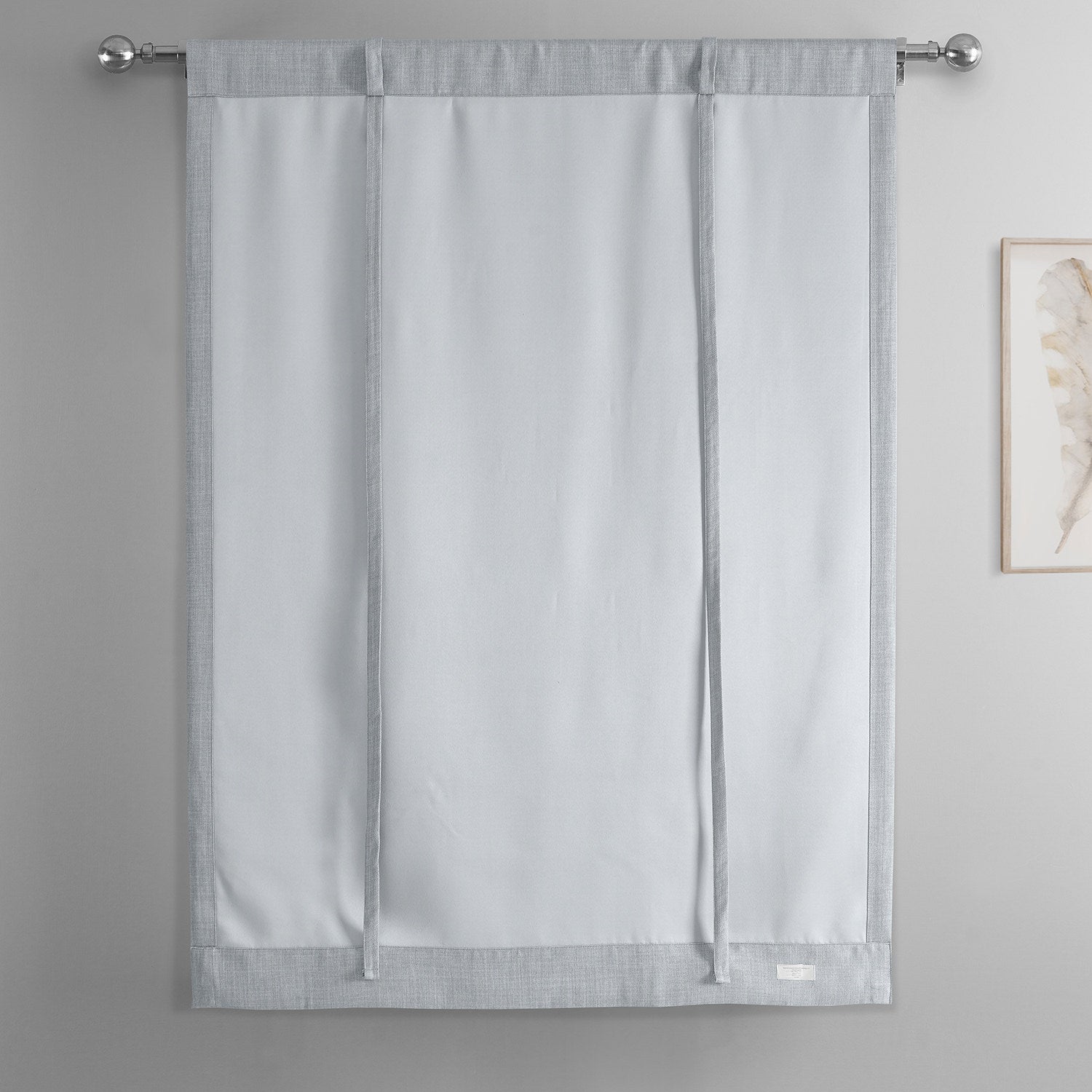 Heather Grey Textured Faux Linen Room Darkening Tie-Up Window Shade