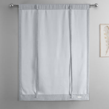 Heather Grey Textured Faux Linen Room Darkening Tie-Up Window Shade
