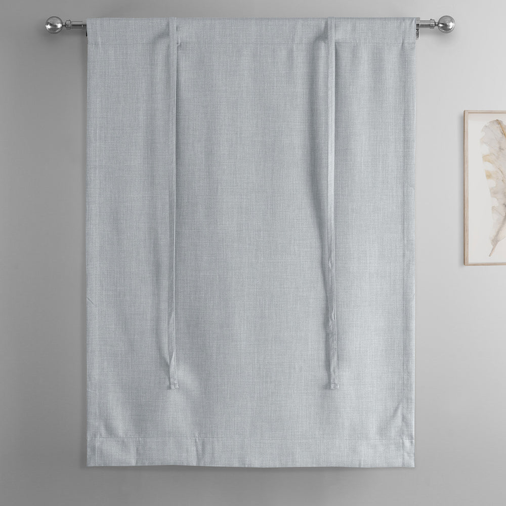 Heather Grey Textured Faux Linen Room Darkening Tie-Up Window Shade
