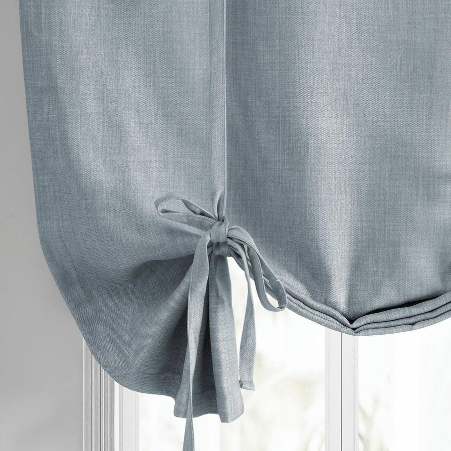 Heather Grey Textured Faux Linen Tie-Up Window Shade - HalfPriceDrapes.com