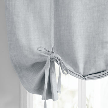 Heather Grey Textured Faux Linen Room Darkening Tie-Up Window Shade