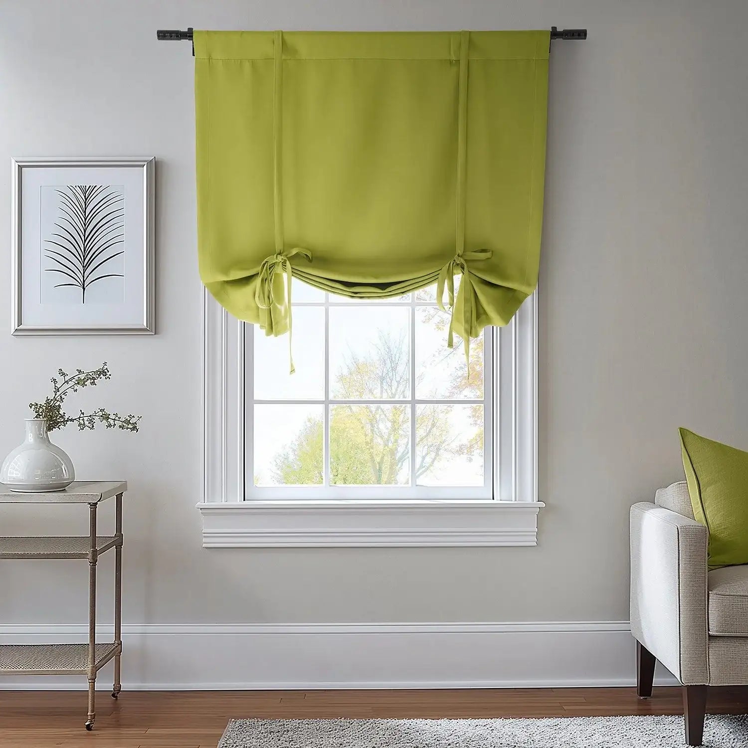 Moss Green Tie-Up Window Shade - HalfPriceDrapes.com