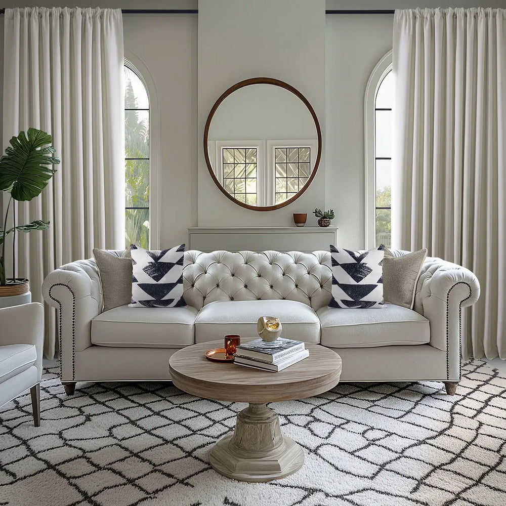 Birch Taupe Textured Faux Linen Custom Curtain