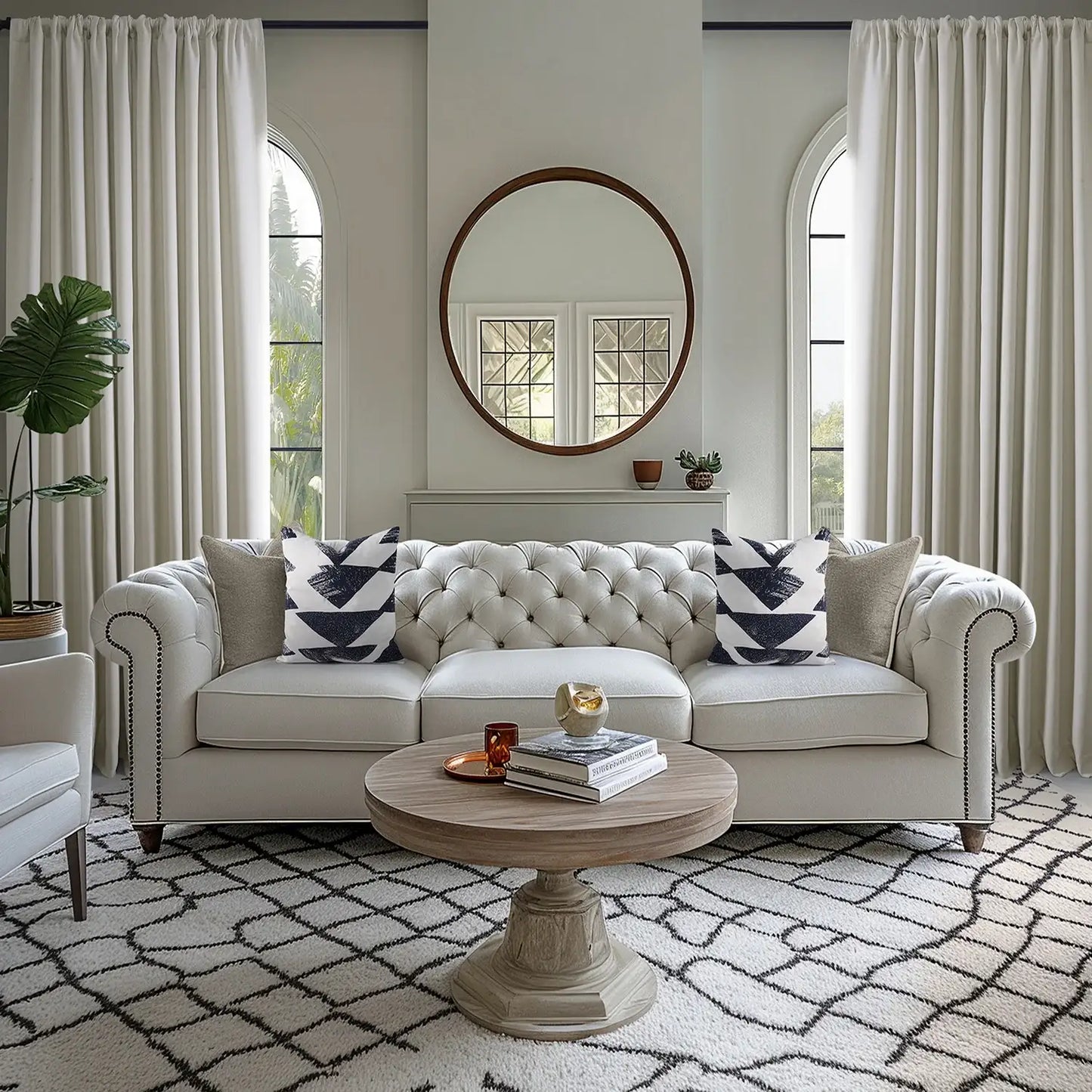 Birch Taupe Textured Faux Linen Custom Curtain