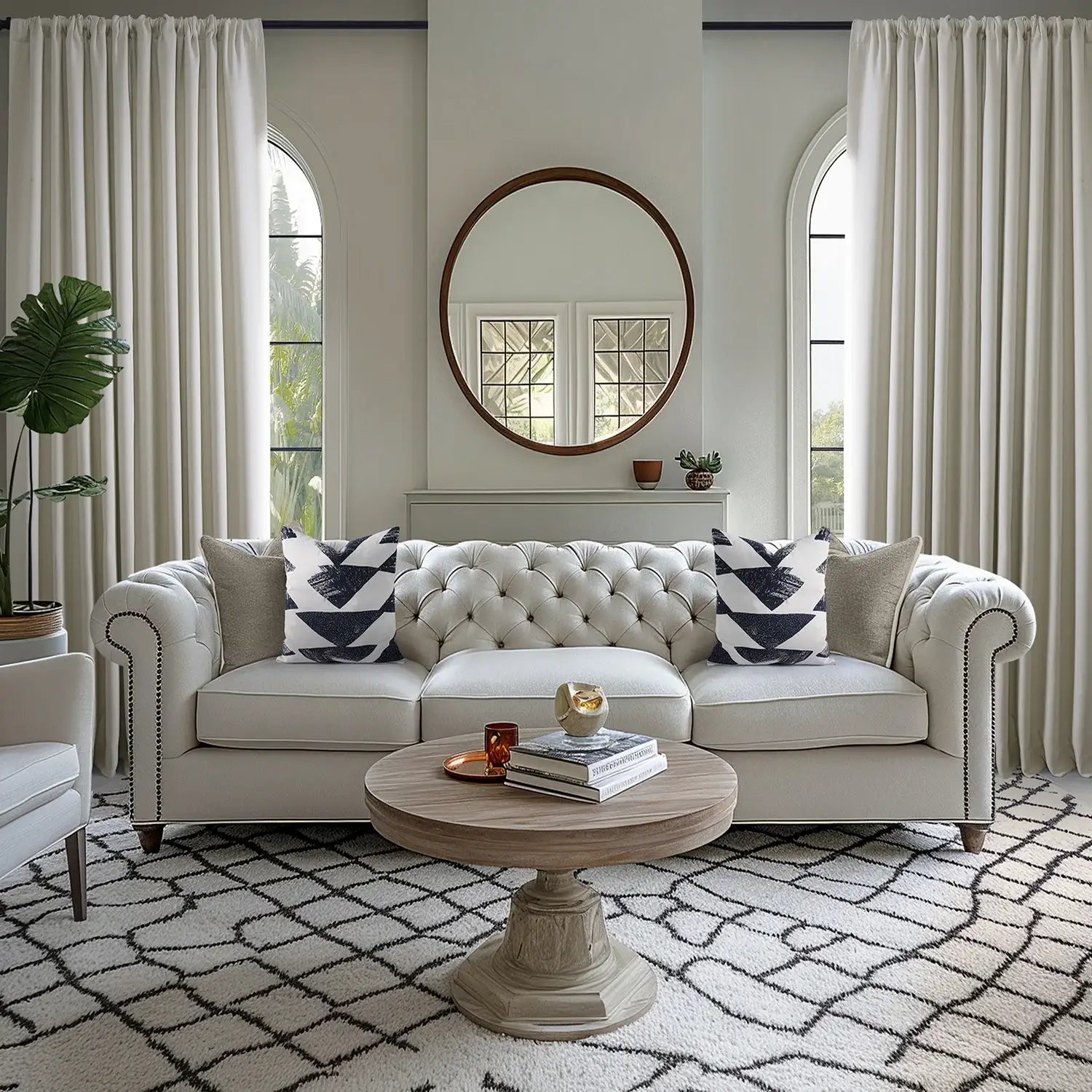 Birch Taupe Textured Faux Linen Custom Curtain