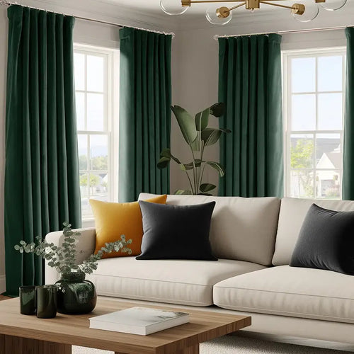 Blackforest Green Signature Velvet Custom Curtain