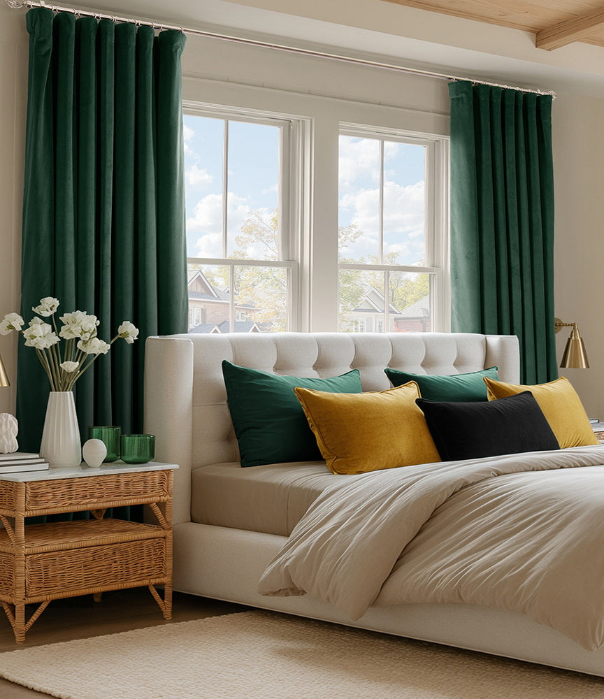 Blackforest Green Signature Velvet Custom Curtain