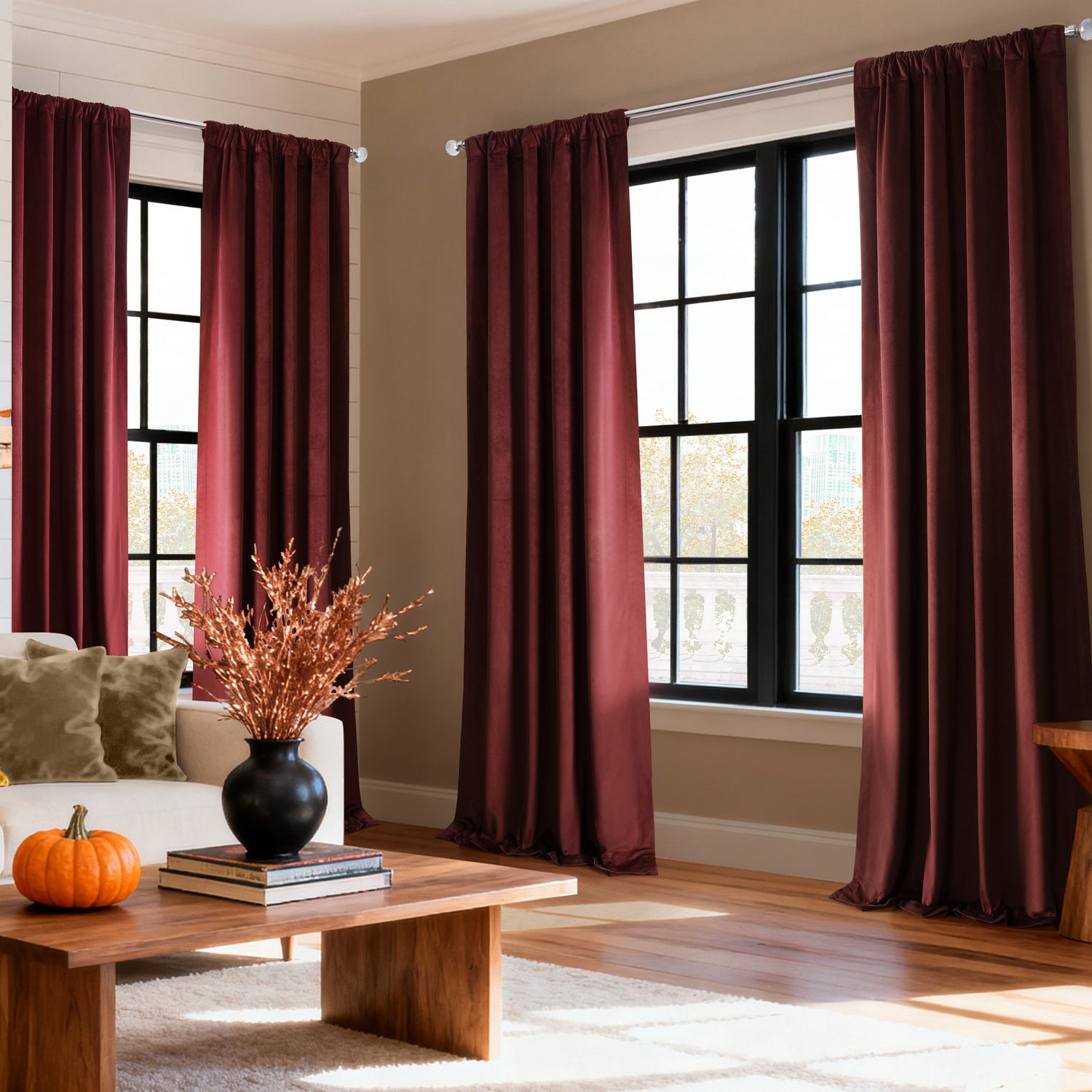 Burgundy Signature Velvet Custom Curtain