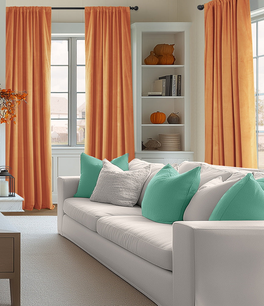 Burnt Pumpkin Signature Velvet Custom Curtain