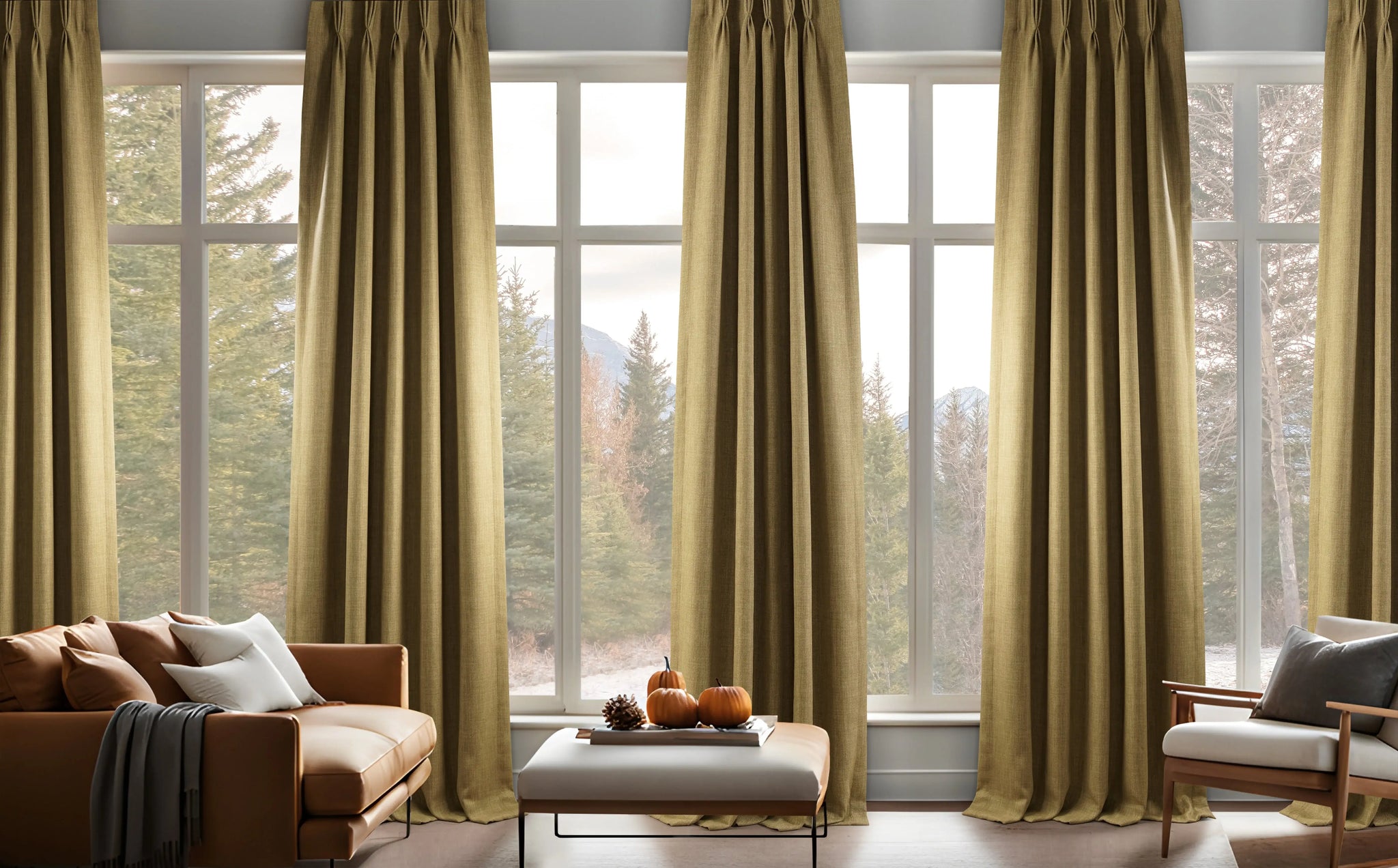 Natural Faux Lined Curtain main image 1