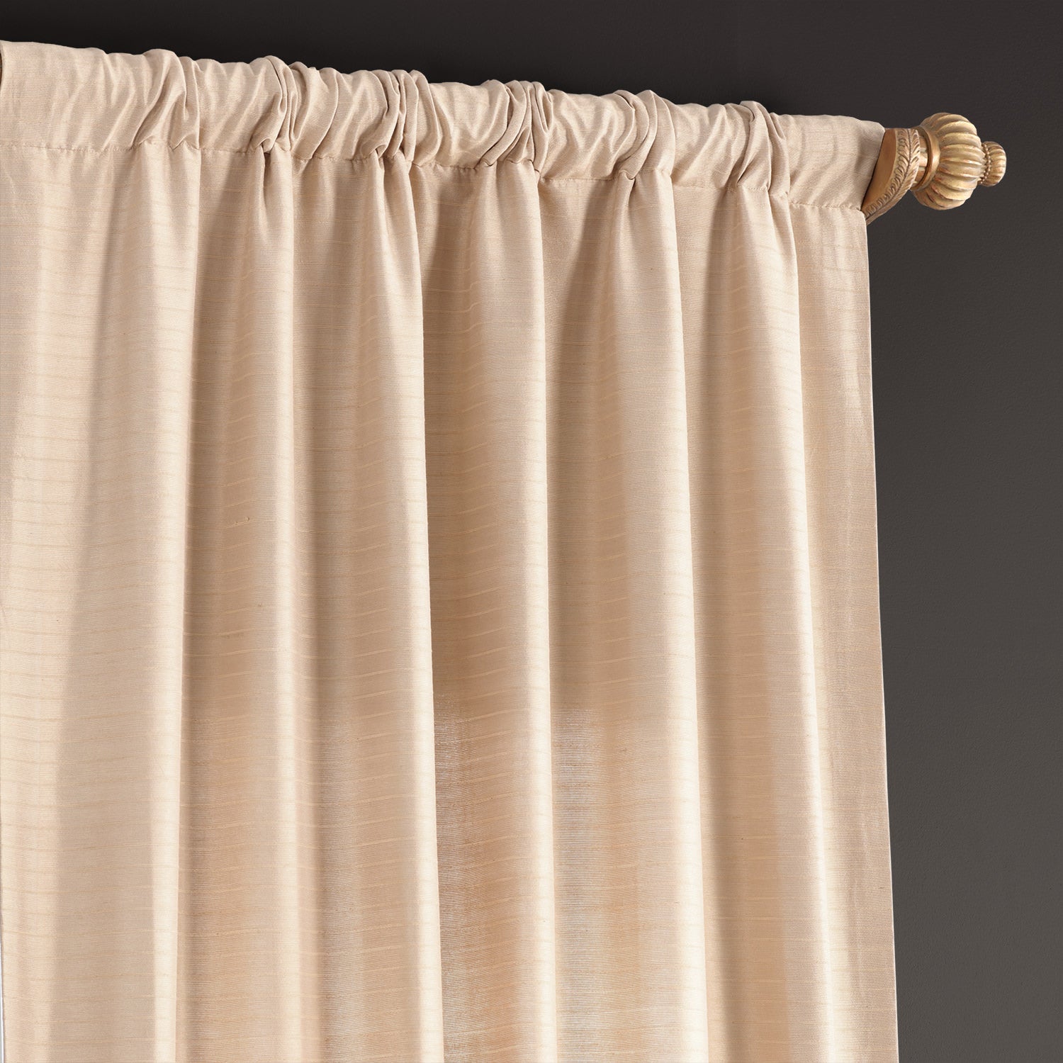 Sandcastle Tan Striped Hand Weaved Cotton Custom Curtain