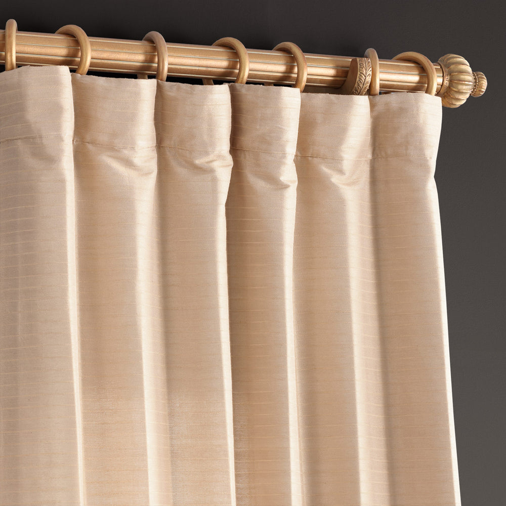 Sandcastle Tan Striped Hand Weaved Cotton Custom Curtain
