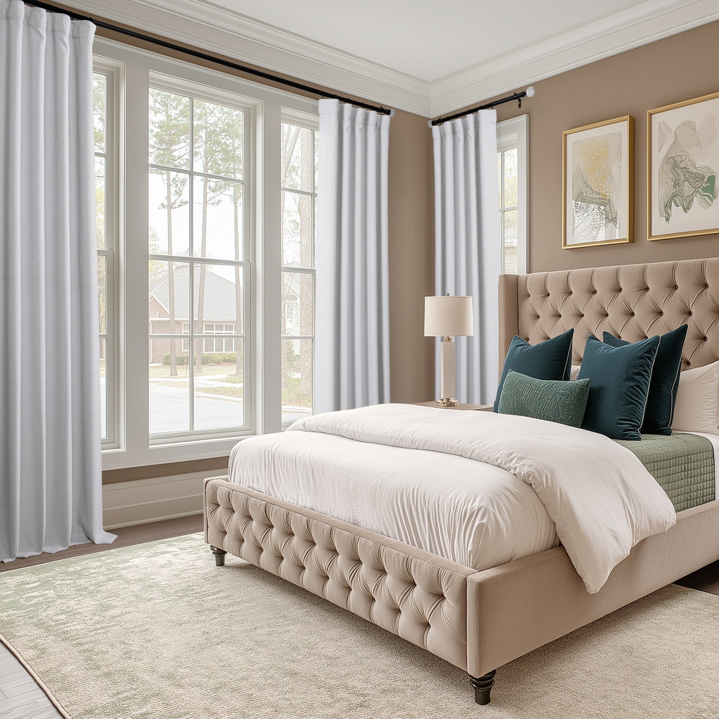 Mist White Bellino Textured Faux Linen Custom Curtain