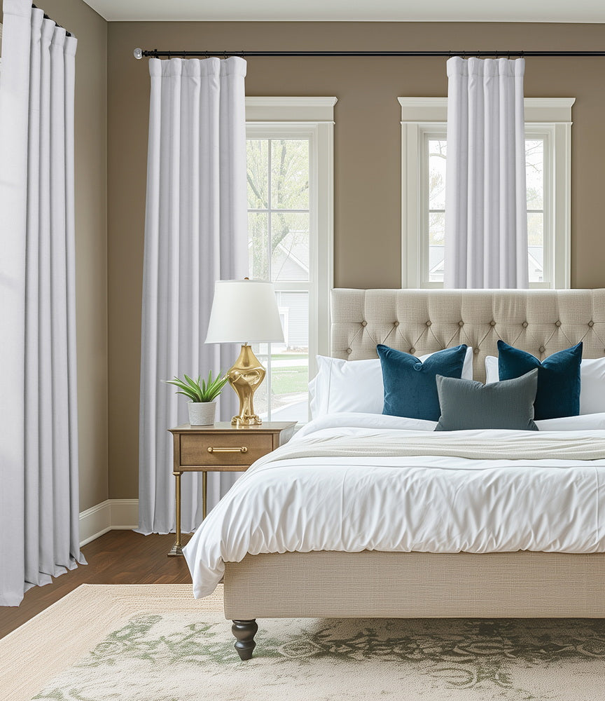 Chalk White Textured Bellino Custom Curtain