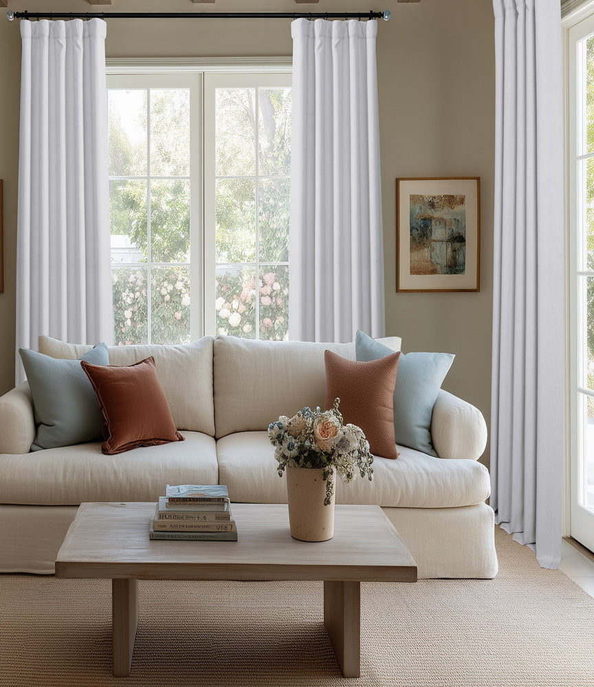 Chalk White Textured Bellino Custom Curtain