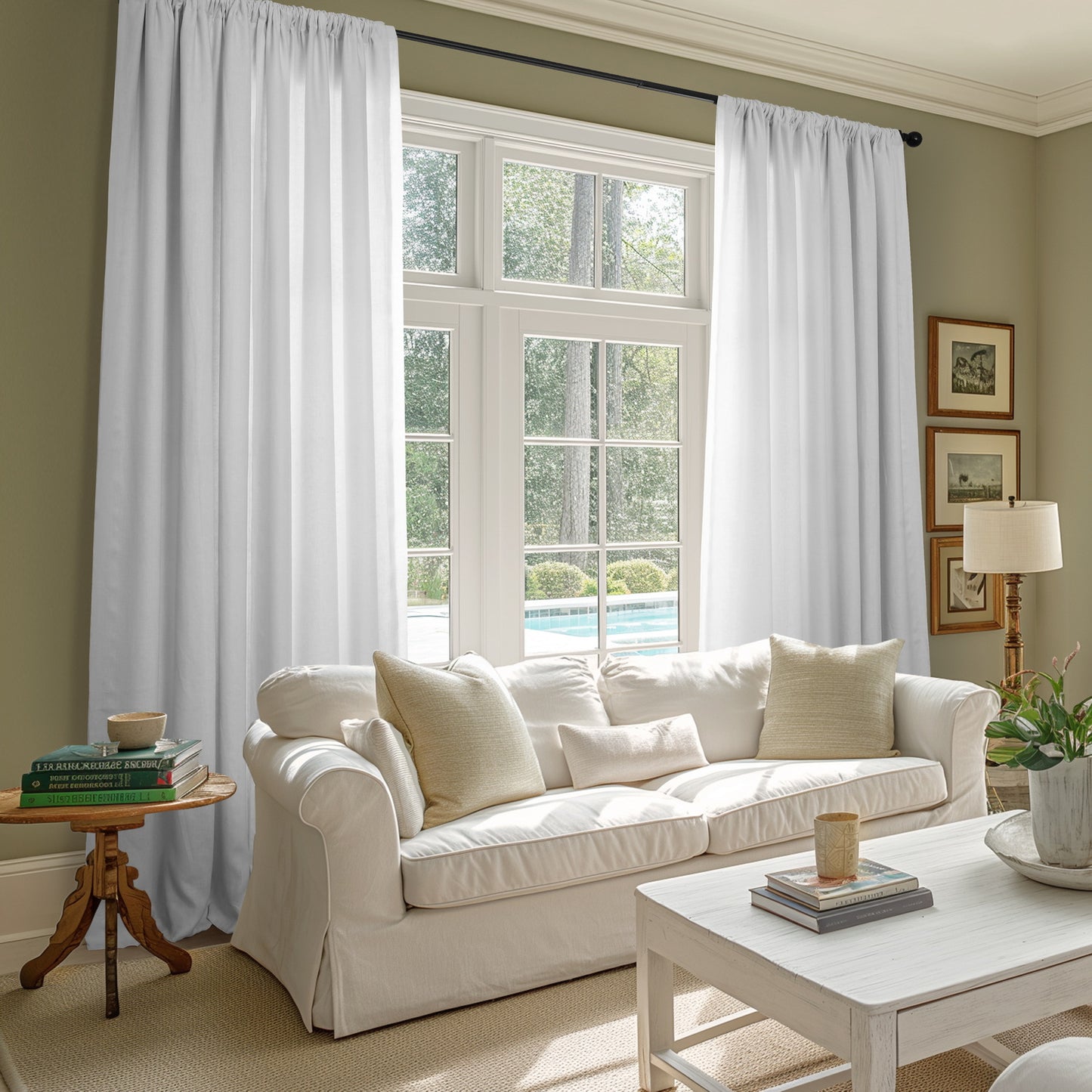 Crisp White French Linen Custom Curtain