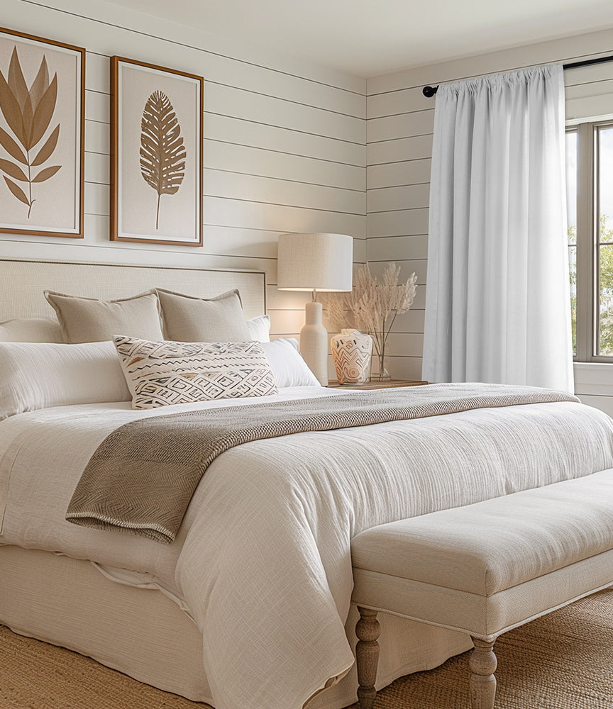 Crisp White French Linen Custom Curtain