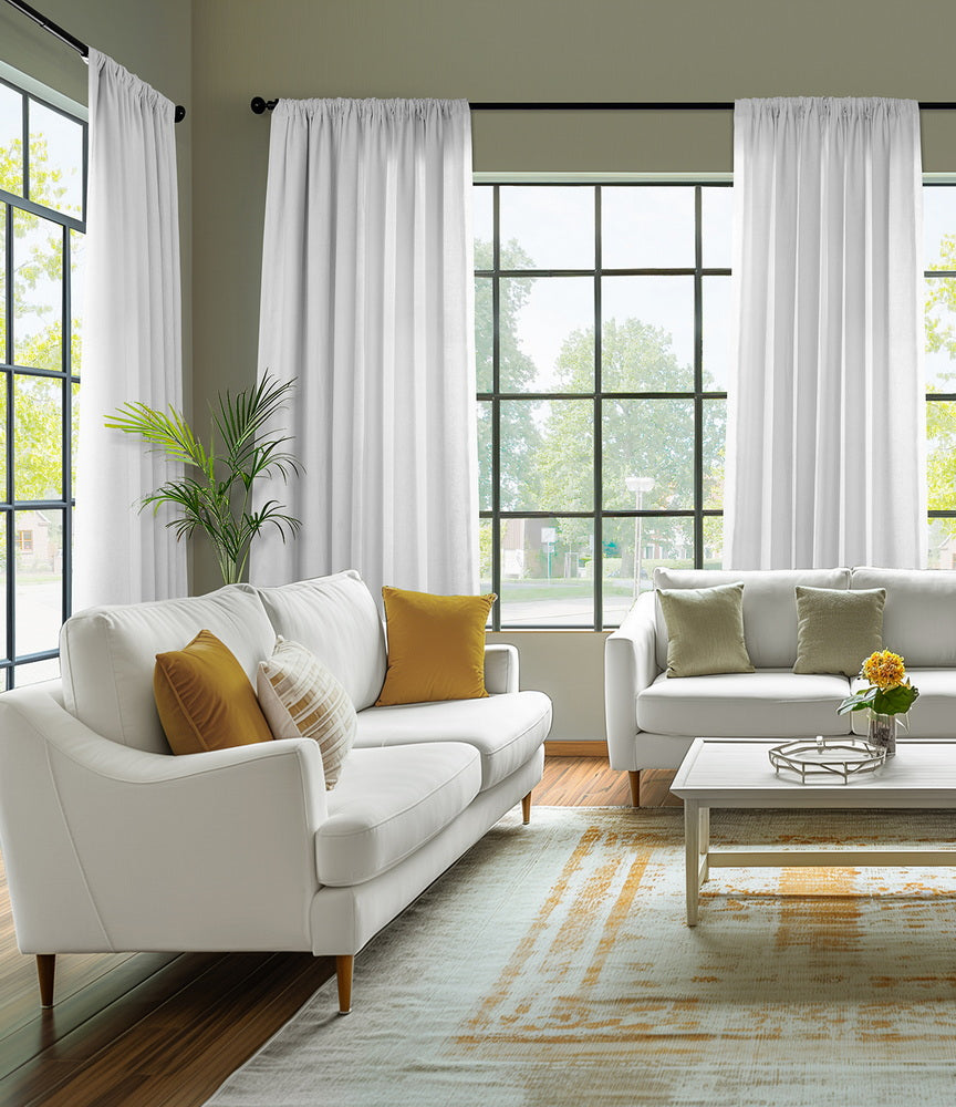 Crisp White French Linen Custom Curtain