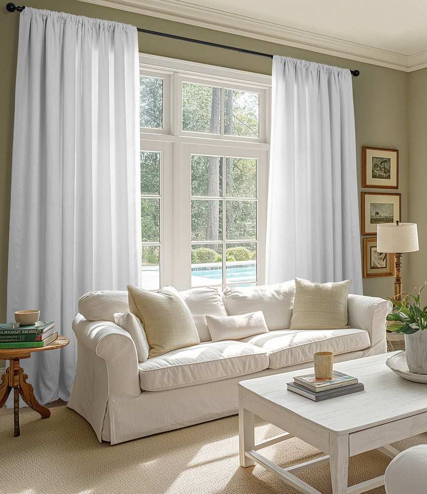 Crisp White French Linen Custom Curtain