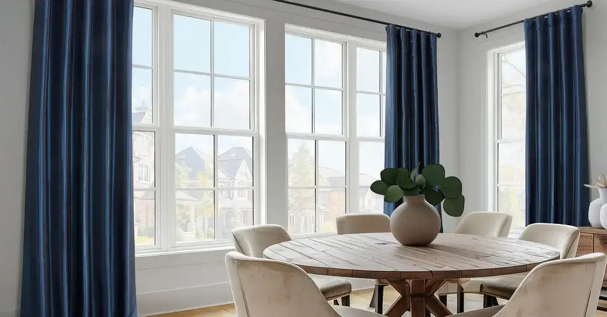 Mediterranean Solid Faux Silk Taffeta Custom Curtain | Half Price