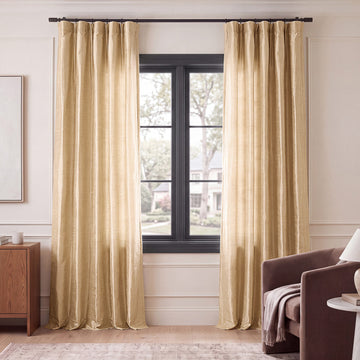 Biscotti Textured Dupioni Silk Room Darkening Curtain