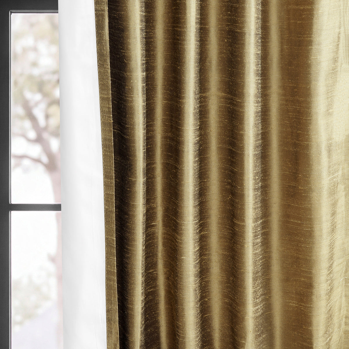 Sconce Gold Textured Dupioni Silk Room Darkening Curtain