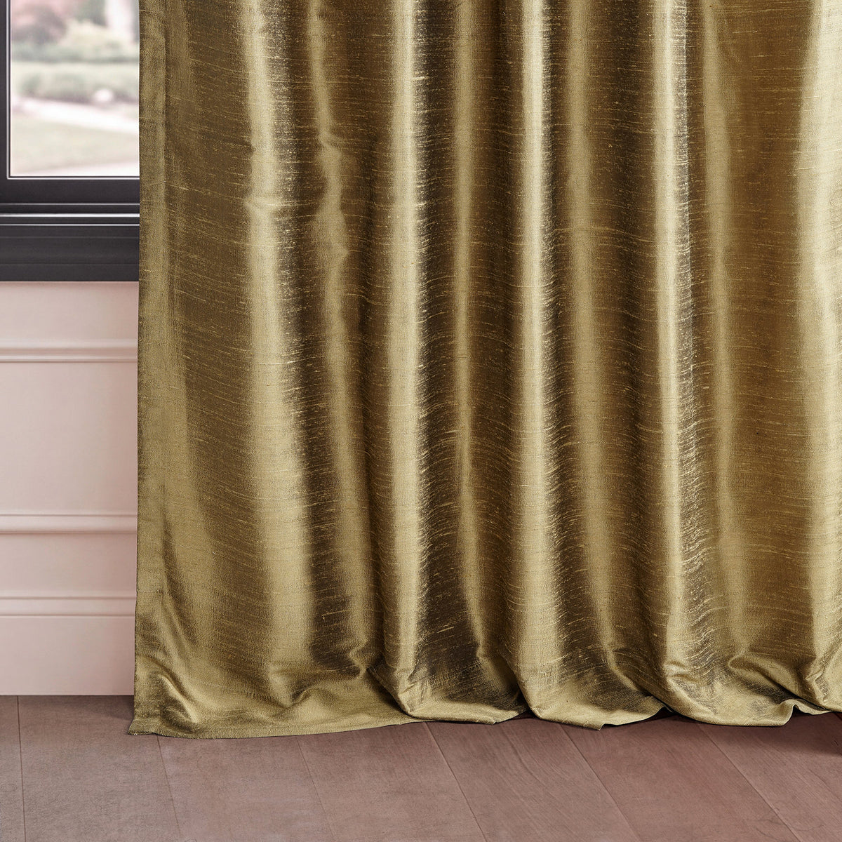 Sconce Gold Textured Dupioni Silk Room Darkening Curtain