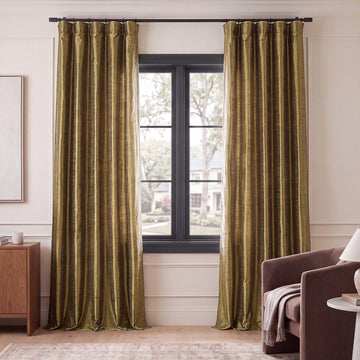 Sconce Gold Textured Dupioni Silk Room Darkening Curtain