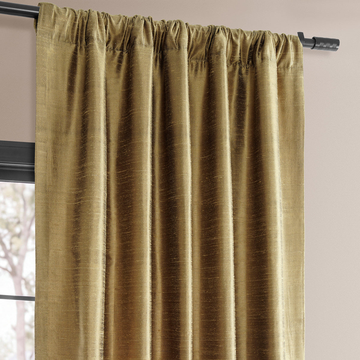 Sconce Gold Textured Dupioni Silk Room Darkening Curtain