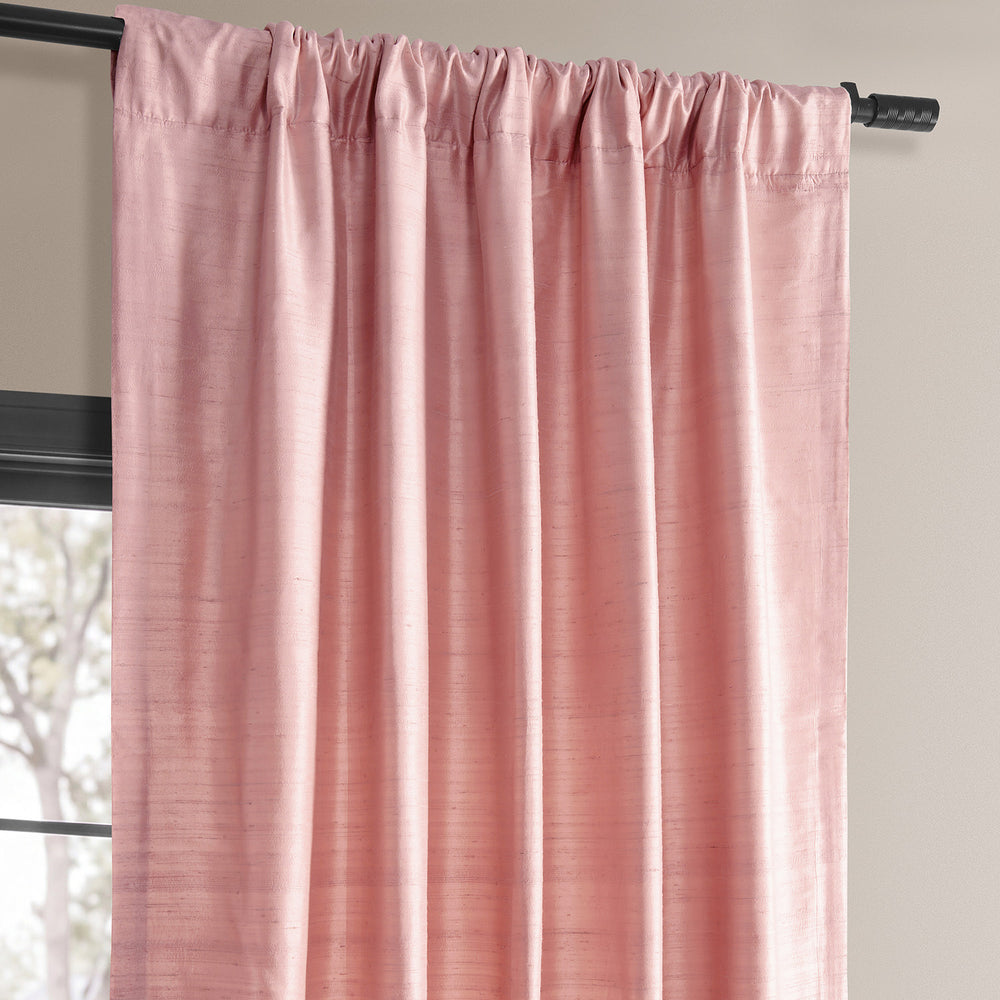 Desert Pink Textured Dupioni Silk Room Darkening Curtain