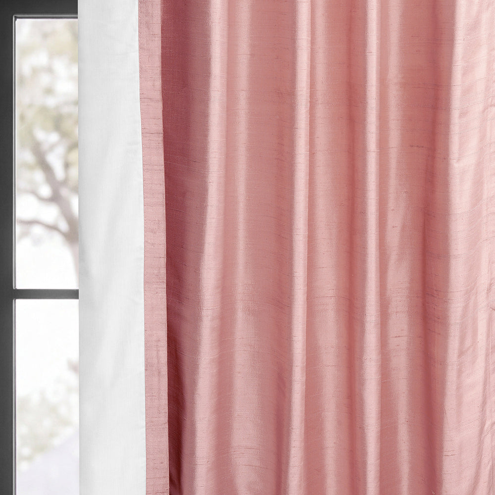 Desert Pink Textured Dupioni Silk Room Darkening Curtain
