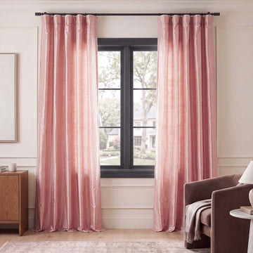 Desert Pink Textured Dupioni Silk Room Darkening Curtain