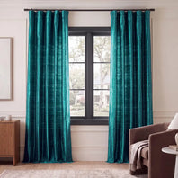 Empress Teal Textured Dupioni Silk Room Darkening Curtain