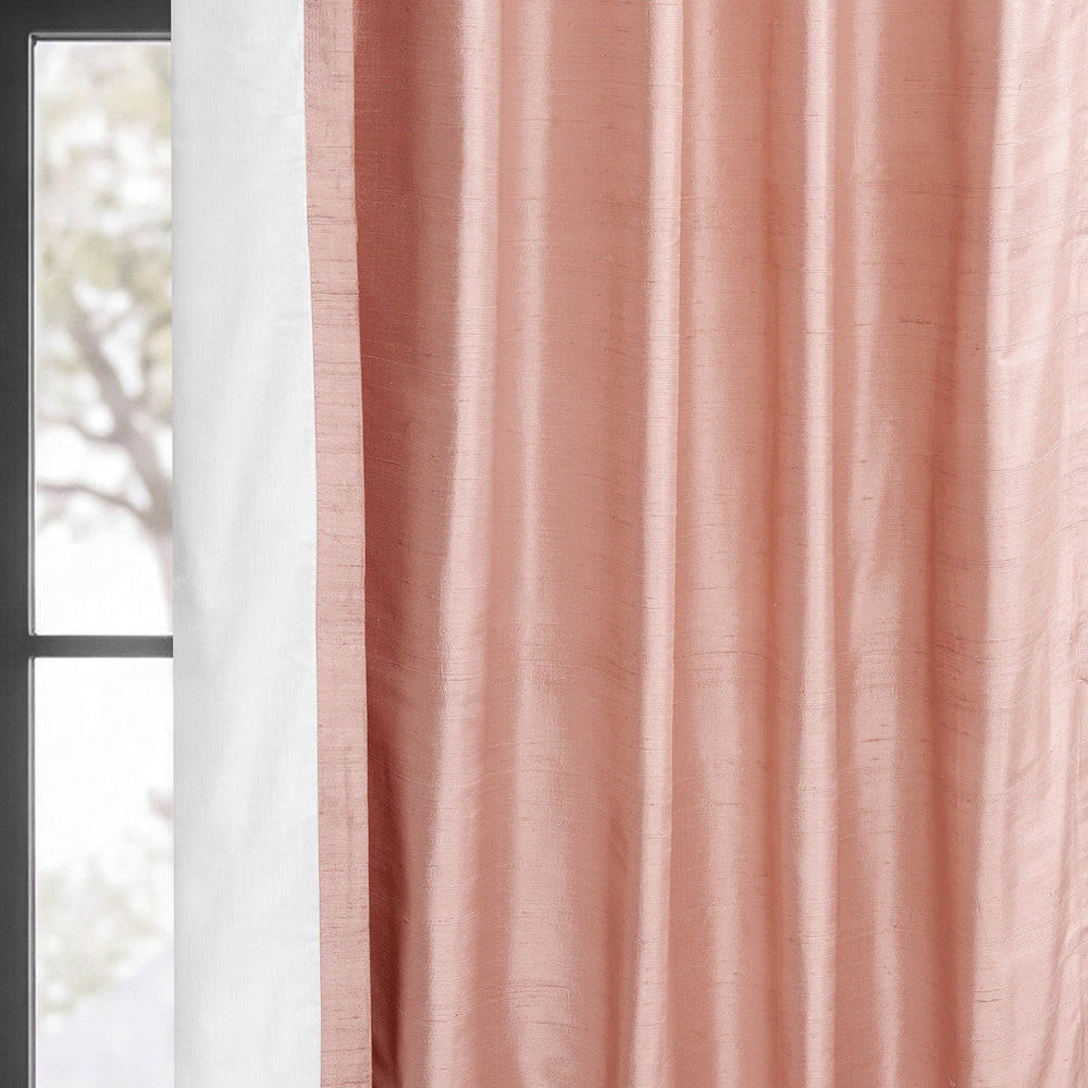 Truffle Pink Textured Dupioni Silk Room Darkening Curtain