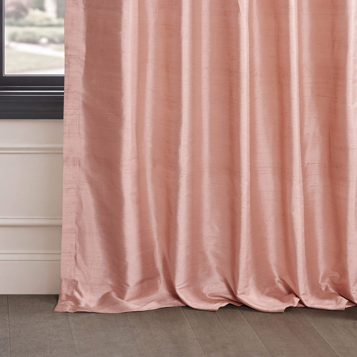 Truffle Pink Textured Dupioni Silk Room Darkening Curtain