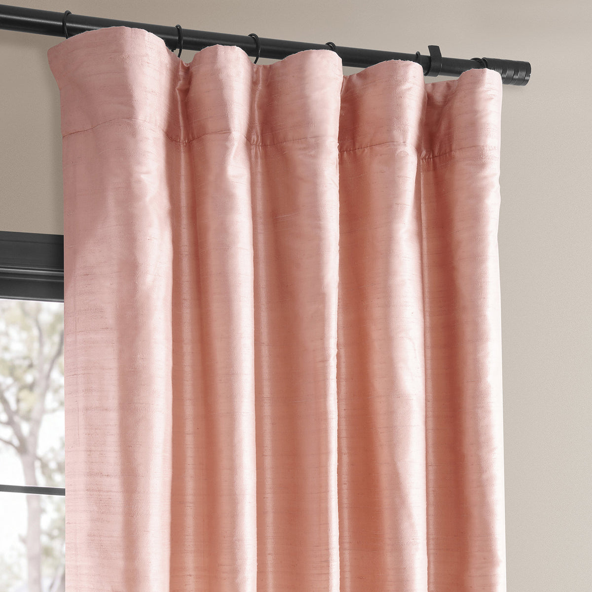Truffle Pink Textured Dupioni Silk Room Darkening Curtain