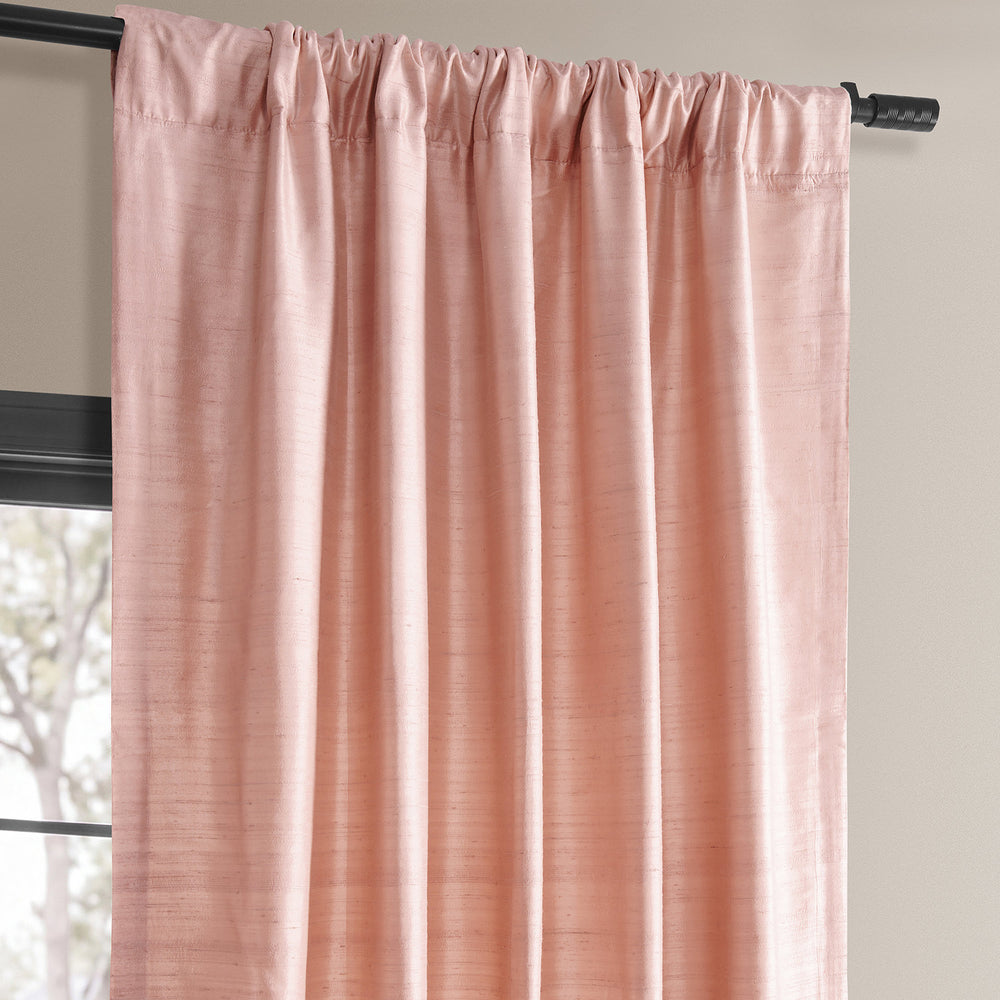 Truffle Pink Textured Dupioni Silk Room Darkening Curtain