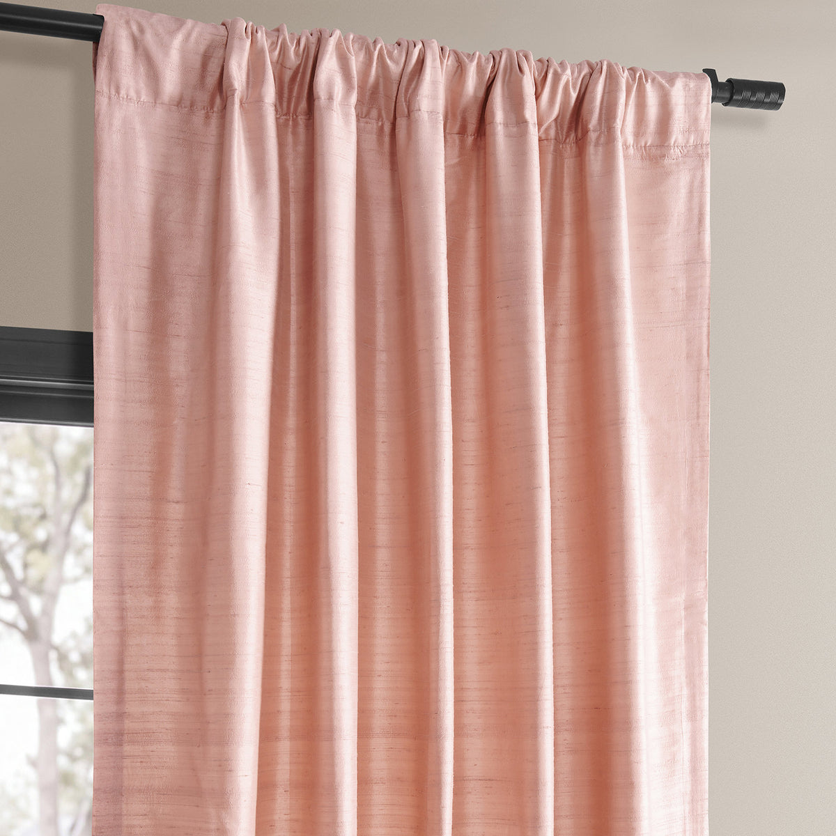 Truffle Pink Textured Dupioni Silk Room Darkening Curtain
