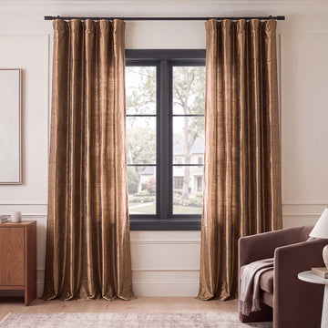 Mocha Textured Dupioni Silk Room Darkening Curtain