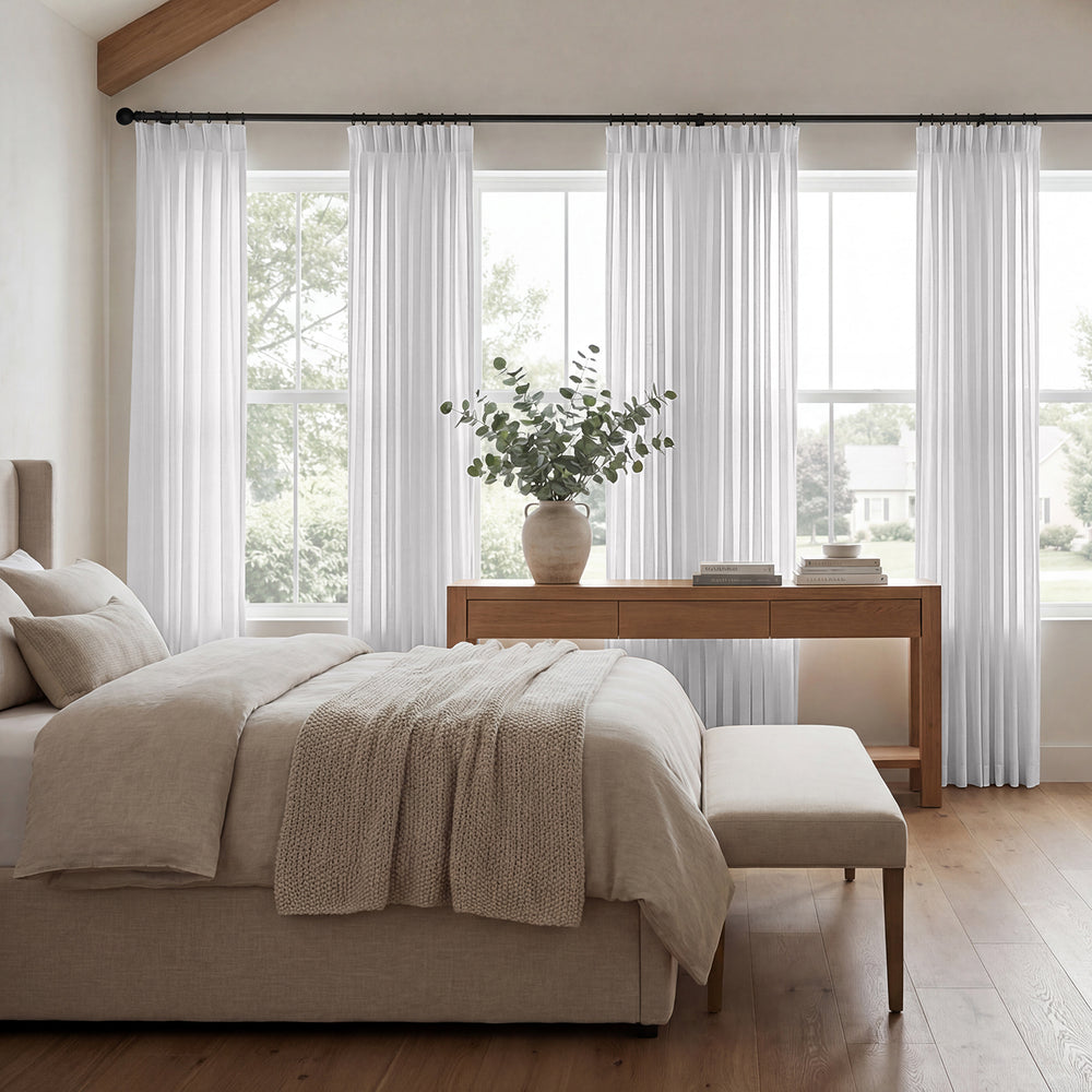 Prime White Dune Textured Cotton Custom Curtain