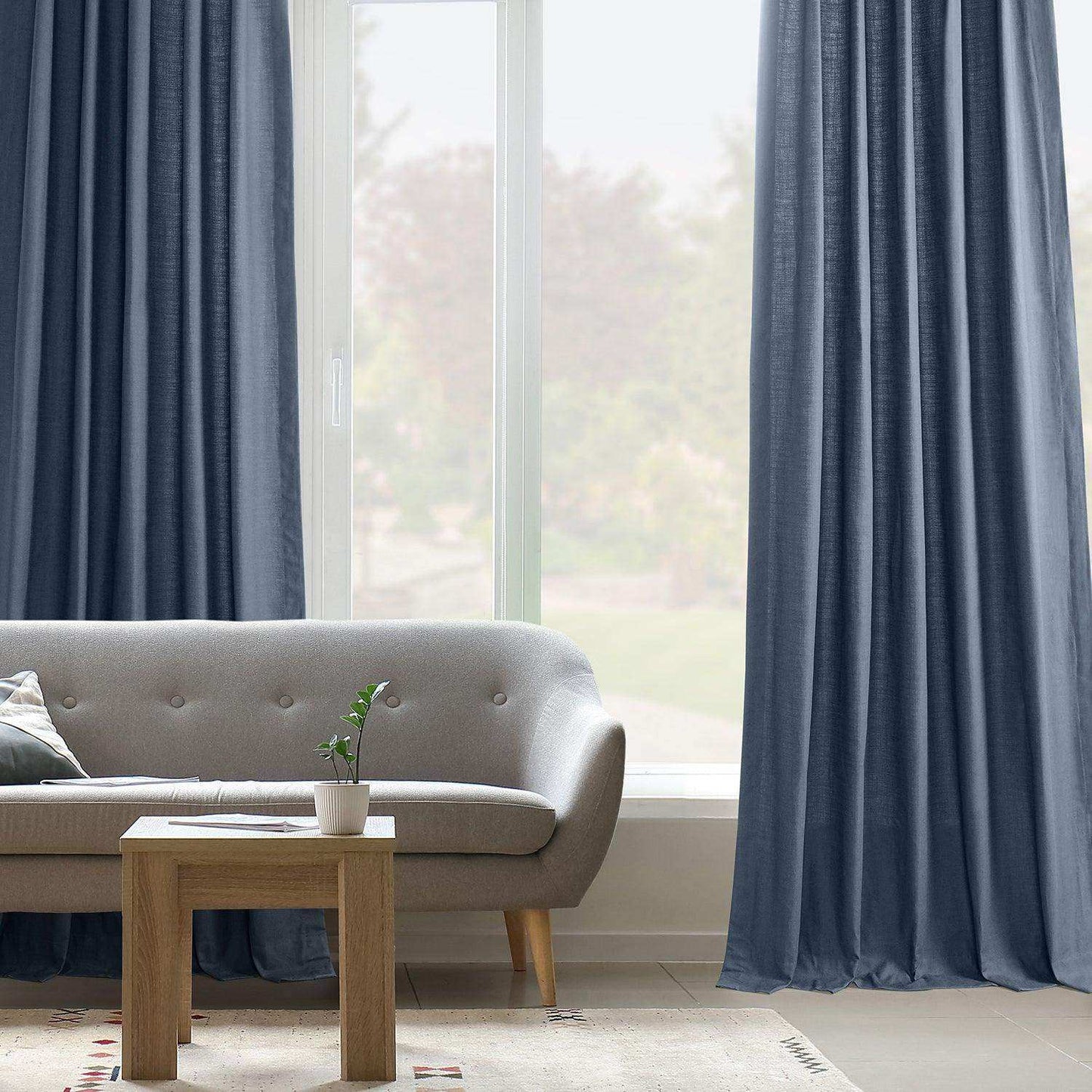 Noble Navy Dune Textured Cotton Custom Curtain - HalfPriceDrapes.com