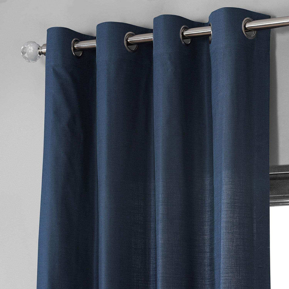 Noble Navy Dune Textured Cotton Custom Curtain