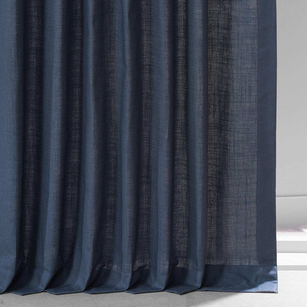 Noble Navy Dune Textured Cotton Custom Curtain