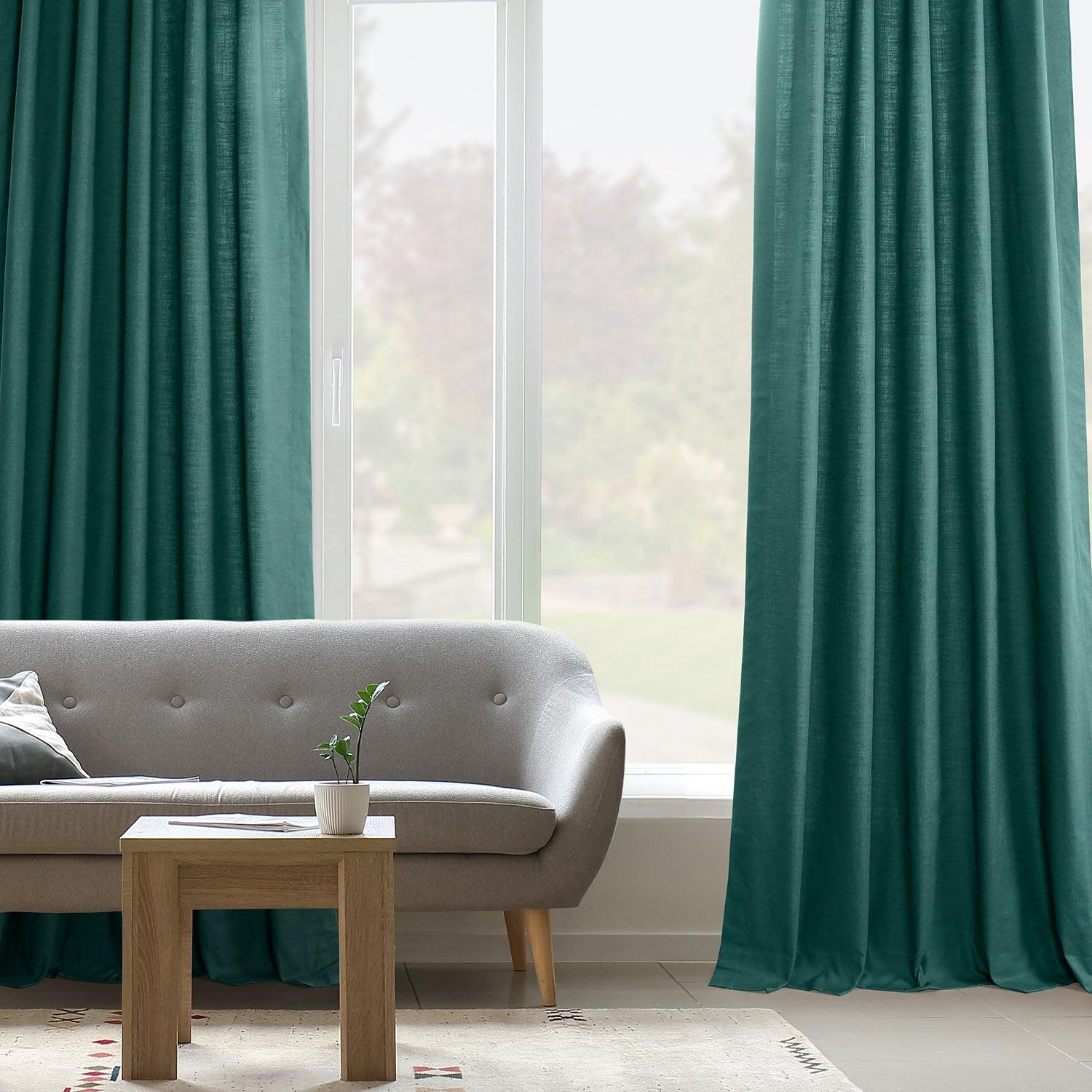 Dark Teal Dune Textured Cotton Custom Curtain - HalfPriceDrapes.com