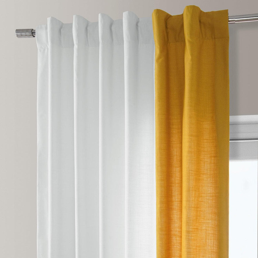 White & Orchre Bold Frame Bordered Dune Textured Cotton Curtain - HalfPriceDrapes.com