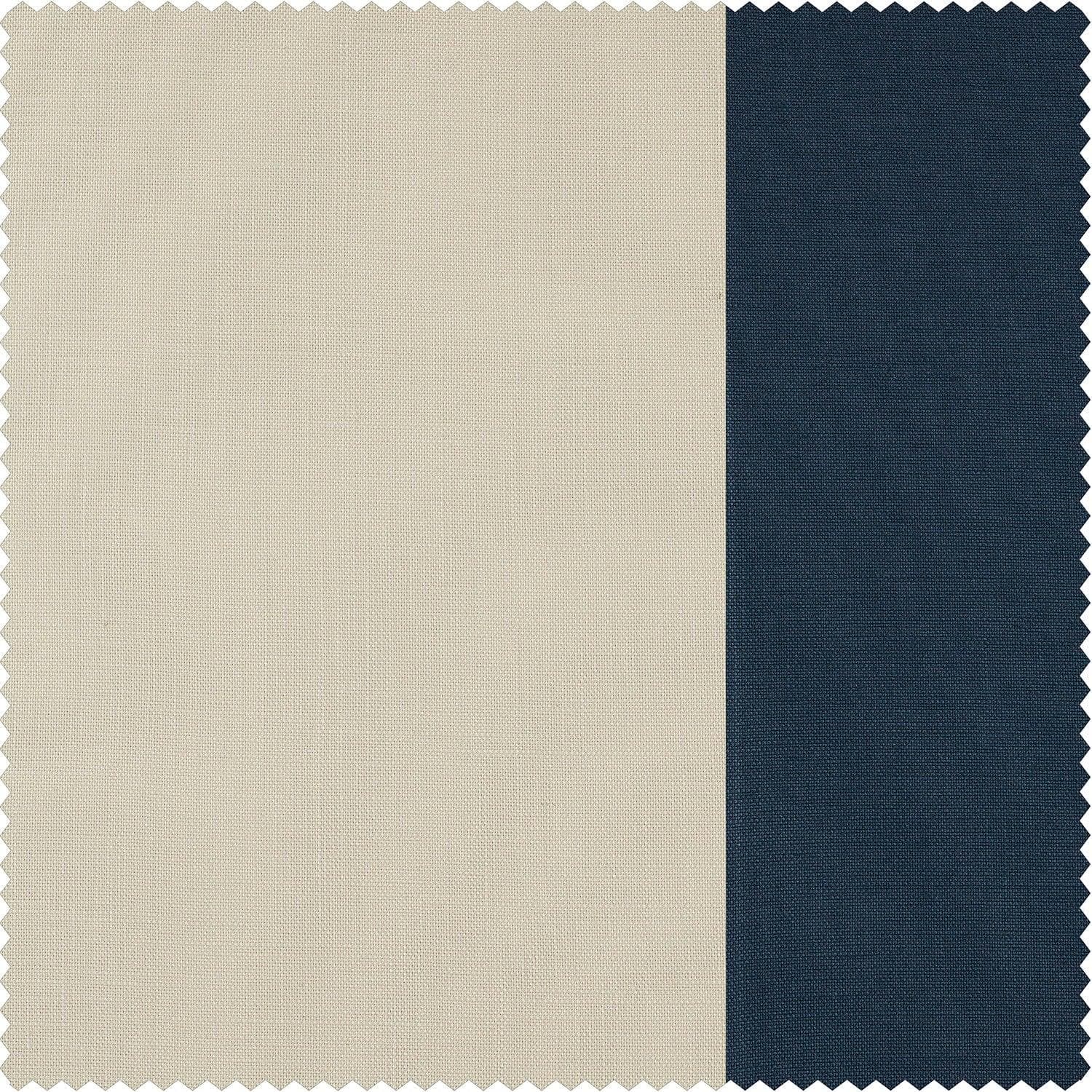 Beige & Navy Bold Frame Bordered Dune Textured Cotton Fabric - HalfPriceDrapes.com