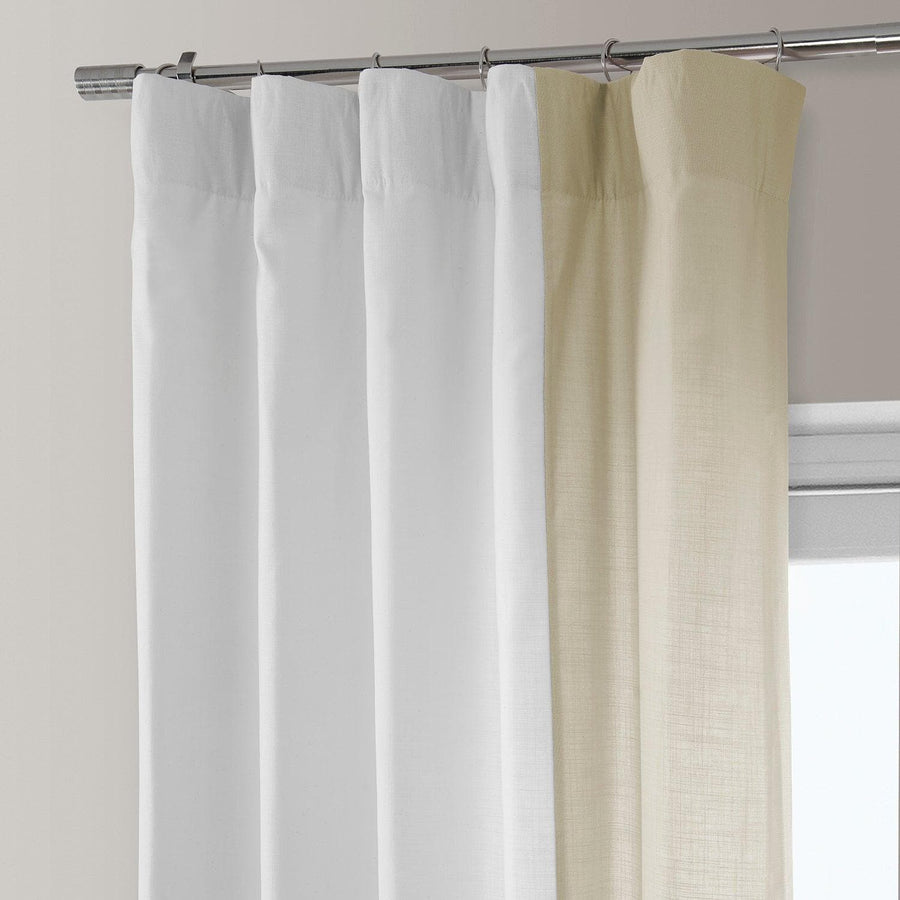 White & Beige Bold Frame Bordered Dune Textured Cotton Curtain - HalfPriceDrapes.com